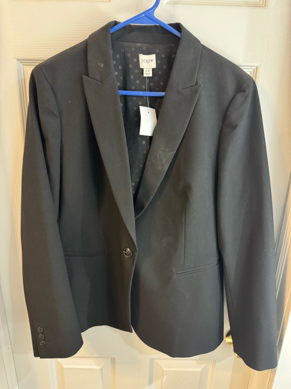 J. Crew Black Polka-Dot Lined Blazer
